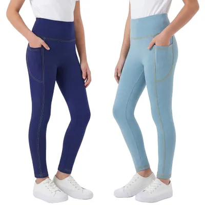 Productafbeelding van Omgoods - Meisjeslegging Skinny Denim-look Hoge Taille 2-Pack