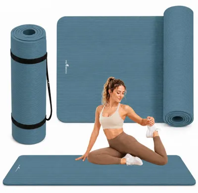 Obrázek produktu pro Jógová podložka, fitness podložka, tloušťka 1,5 cm – 190 × 100 cm, sportovní podložka z NBR pěny, protiskluzová tréninková podložka, tělocvična modrý