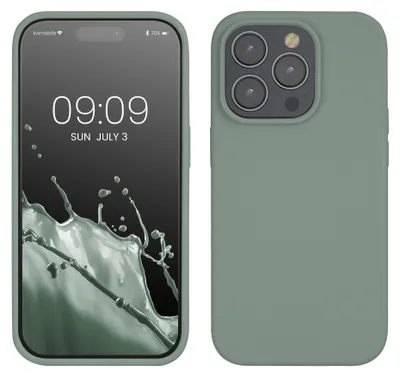 Produktbild von kwmobile Handyhülle für iPhone 14 Pro Hülle, für iPhone 14 Pro Case - Hülle Silikon - kabelloses Laden - Rainwashed Grün