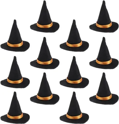 Produktbild von Toyvian 12 Stück Mini- Filz- Hexenhüte Halloween- Mini- Hexenhüte Halloween- Weinflaschenabdeckungen Hexenhut Flaschenaufsatz für Halloween- Party- Dekoration DIY- Handwerk