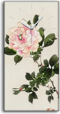 Produktbild von Wandkunst Leinwand Bild Uhr Geräuschlos 30x60 Malerei Asiatische Blumen - weiße Hände