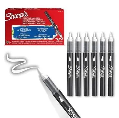 Produktbild von Sharpie 2218111, 1 Stück(e), Weiß, Pinselspitze, Schwarz, Acrylbasierte Tinte