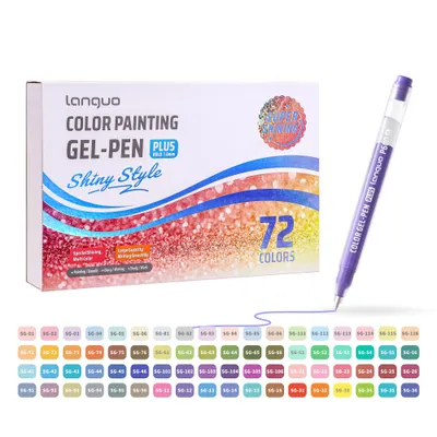 Zdjęcie produktu dla Languo P600 PLUS Brokatowe Długopisy Żelowe 72 kolory – 1.0mm kula wolframowo-węglikowa, Super Shining, Metaliczne Neonowe Pastelowe do Letteringu Man