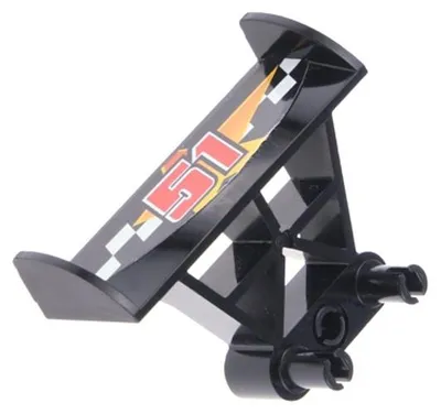 Produktbild von 1x Lego Technic Fahrzeug Spoiler 3x4x6 schwarz Sticker '51' Rennwagen 30626pb03
