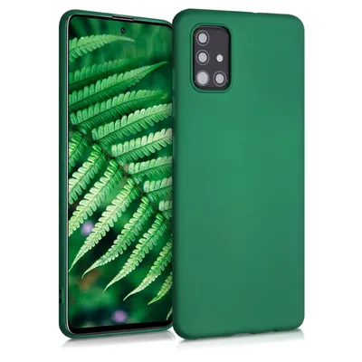 Produktbild von kwmobile Case kompatibel mit Samsung Galaxy A51 Hülle - Schutzhülle aus Silikon metallisch schimmernd - Handyhülle Metallic Dunkelgrün