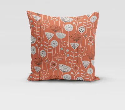 Produktbild von SCHÖNER LEBEN. Kissenhülle Fryett`s Blumen abstrakt orange Größe 70x70cm (HxB) 70x70cm (HxB) Größe