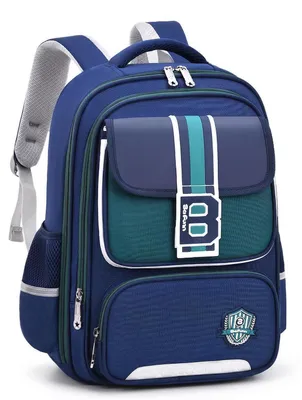 Immagine prodotto di Zaino per ragazzi, per le classi da 1 a 5, ergonomico, blu navy e verde, idrorepellente, con 6 scomparti, dimensioni 30x17x41 cm