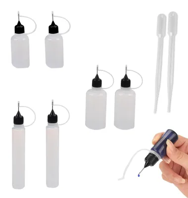 Dosierflaschen-Set, 6 Stück, 5/10/30 ml, Kunststoff, mit Nadelspitze