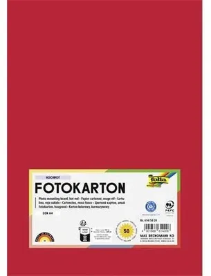 Dekoračný kartón, 2 stranný, A4, 300 g, 50 listov, FOLIA, jasný červený