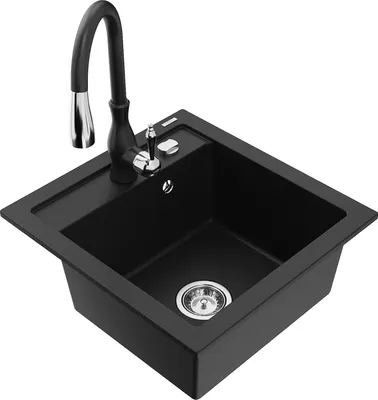 Image de Évier Vitogranite 1 bac avec mitigeur Savita, noir (6503-77-672601-70)