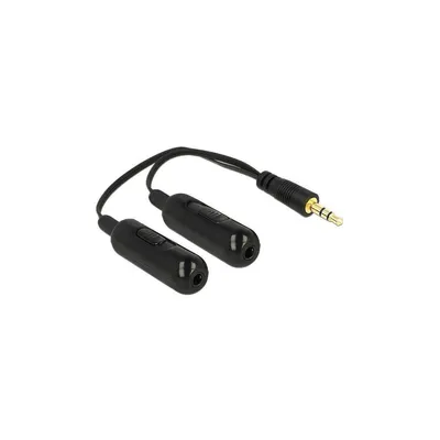 Produktbild von Audiokabel 3,5mm (Stecker) > 2x 3,5mm (Buchse) (schwarz, 19cm)