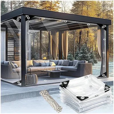 PVC-Planen-Set transparent 0,3 mm 1,9x3,9 m wasserdicht