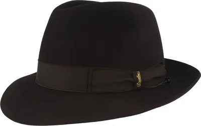 Borsalino klassischer Biber-Haarfilzhut Fedora in schwarz