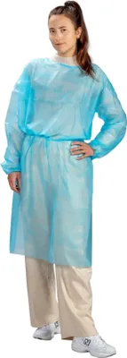 Produktbild von Medi-Inn Besucherkittel 115 x 137 cm, blau, mit Gummi-Bündchen zum Binden (10 Stück)