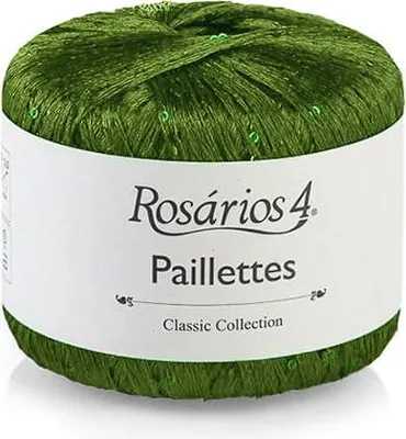 Produktbild von Rosarios 4 Paillettes Polyester Garn mit Pailletten, 137 m, 25 g, Olivgrün, Glanzdesign
