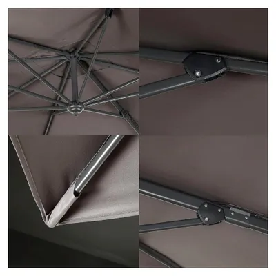Produktbild von Alu Sonnenschirm 270 cm x 270 cm Gartenschirm Marktschirm Ampelschirm mit Kurbel Aluminium Mast UV-Schutz Wasserabweisende Bespannung quadratisch Grau