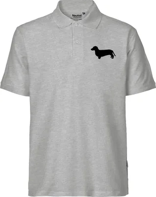 Produktbild von Huuraa Herren Polo Shirt Dackel Silhouette M Sport Grey Bio Baumwolle Fairtrade Poloshirt Geschenkidee