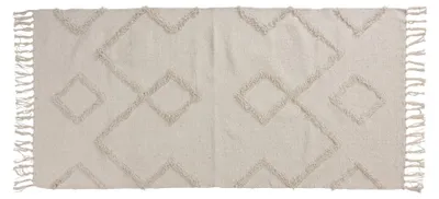 Obrázok produktu pre Bavlnený koberec so strapcami, 70 x 140 cm, biely