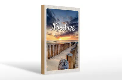 Produktbild von Holzschild Reise 20x30cm Nordsee Strand Sonnenuntergang Abend