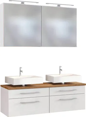 Produktbild von Doppel-Waschplatz 120 cm Set inkl. LED-Spiegelschrank TAREE-03 in matt weiß
