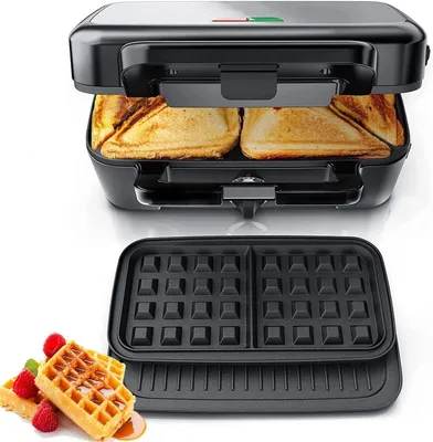 3-in-1 Waffeleisen 1200 W, 5 Stufen, Antihaftbeschichtung, schwarz