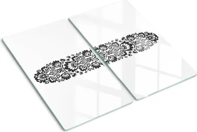 Produktbild von Tulup Glas-Herdabdeckplatte - 2x30x52cm - Glaskeramikkochfeld-Abdeckung Spritzschutz Zweiteilig Volksblumen