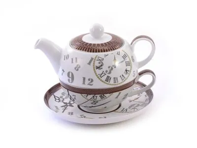 Produktbild von Tea for one 4tlg Set Teekanne Teetasse für eine Person aus Porzellan Serie Ben