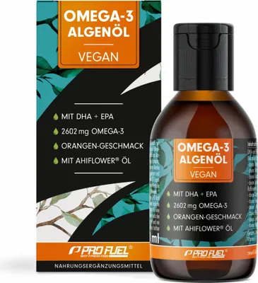 Produktbild von ProFuel Omega-3 Algenöl | 100 ml | Orangen-Geschmack | hoher DHA & EPA Gehalt | aus nachhaltigem Anbau | vegan