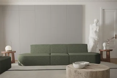 Produktbild von Sofa Designersofa 3-Sitzer MILOT in Stoff Ascot Bukla Moosgrün