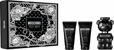 Produktbild von Moschino Toy Boy von Moschino für Männer - 3-teiliges Geschenkset 50 ml EDP Spray, Dusch- und Badegel, After Shave Balsam