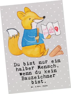 Produktbild von Mr. & Mrs. Panda Grußkarte Bauzeichner Herz - Grau Pastell - Geschenk, Ansichtskarte, einzelkarte, Ansichtskarten, Postkarten, Postkarte