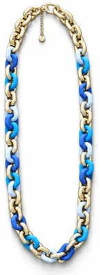 Produktbild von Halskette Gliederkette Goldfarben Glanz Blau grau Modeschmuck Biba