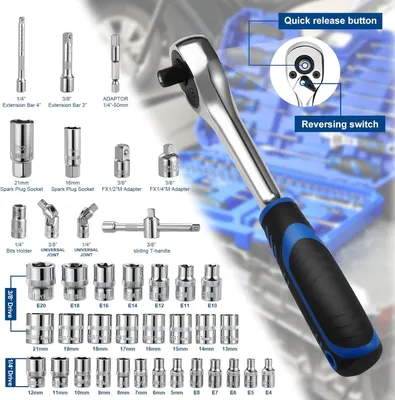 Productafbeelding van Gereedschapset - 97-Delige Gereedschapskoffer - Compleet Handgereedschap - Blauw