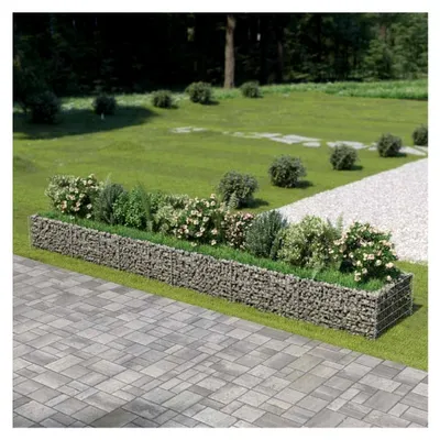 Produktbild von Gabionen-Hochbeet aus verzinktem Stahl, 540 x 90 x 50 cm, Pflanzgefäß für Blumen, Kräuter, Sukkulenten, Terrasse, Balkon