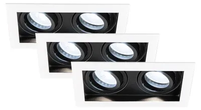 Produktbild von hoftronic LED Einbaustrahler 3x 4W 345lm 6500K GU10 Weiß Schwarz Schwenkbar