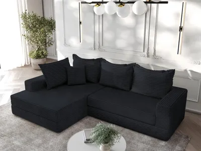 Produktbild von Ecksofa Couchgarnitur Sofa OSKAR in Stoff Tilia Schwarz Ottomane Links