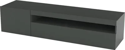 Produktbild von Fernsehschrank Turi, Niedriges Sideboard für Wohnzimmer, Sockel für TV-Möbel, 100 %  Italy, cm 150x40h37, Anthrazit glänzend