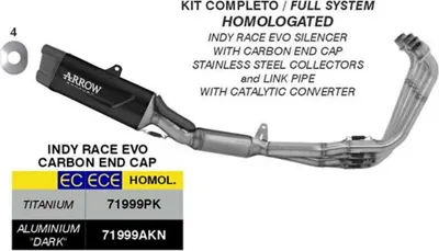 Zdjęcie produktu dla ARROW Indy Race EVO kompletny układ wydechowy homologowany czarny aluminium Honda CBR 650 R