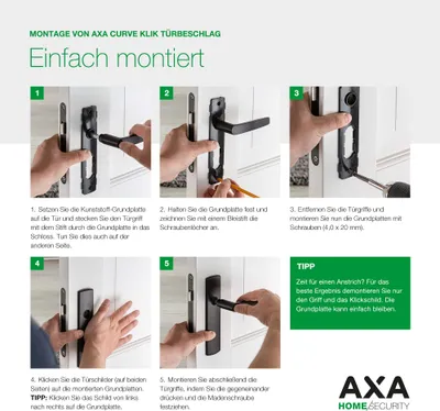 Produktbild von AXA Türbeschlagset für Innentüren – Klickverschluss – Goldener Türgriff – Türgriff mit runder Rosette