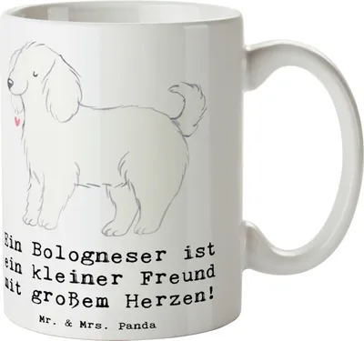 Produktbild von Mr. & Mrs. Panda Teetasse Bologneser Herzfreund - Weiß - Geschenk, Liebe, Hunderasse, Hundeliebhaber, positive Botschaft, Freude, Hunde, Tasse, Kaffeetasse, Trinkbecher