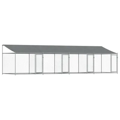 Produktbild von vidaXL Hundezwinger mit Dach und Türen Grau 8x2x2 m Verzinkter Stahl