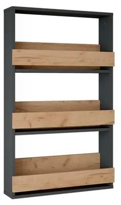 Produktbild von Weinglasregal Repose, Goldkraft Eiche/Anthrazit, 60 x 98 cm, zur Wandmontage mit Halterungen für bis zu 8 Weingläser