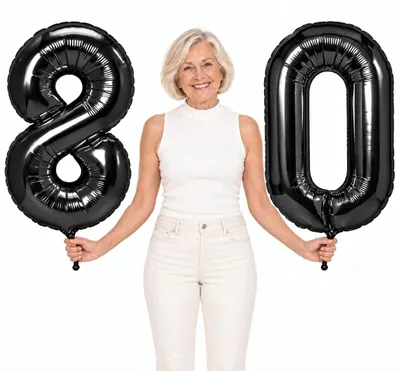 Produktbild von Folienballons Zahl 80 schwarz 100 cm Geburtstag Jubiläum