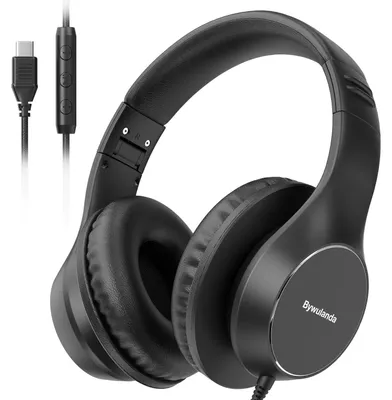 Produktbild von USB-C Kabelgebundene Over-Ear-Kopfhörer Kabelgebundenes Stereo-Headset mit Mikrofon Lautstärkeregler Komfortabler Faltbarer Kopfhörer für 15 16 17 Laptop