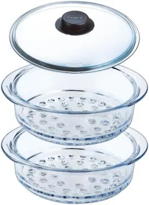 Immagine prodotto di Pyrex - Cestello doppio per cottura a vapore da 20 cm e coperchio con manopola, cottura a vapore, vetro borosilicato
