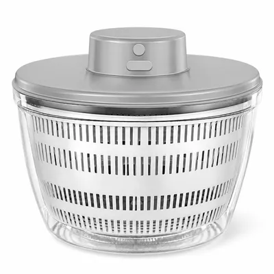 Produktbild von Salatschleuder elektrisch, 4 Liter Salat Spinner mit Edelstahlkorb, Gemüsewascher und Trockner, automatische Rotation, wiederaufladbarer Küchenhelfer