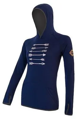 Produktbild von SENSOR MERINO UPPER ARROWS Damen-Sweatshirt mit Känguru-Motiv, dunkelblau, Größe M 1301889