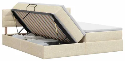 Image de vidaXL Lit de rangement avec tête de lit, 2 pièces, similicuir crème