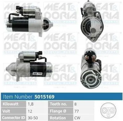 Produktbild von MEAT & DORIA 5015169 Starter Anlasser 1,8kW für HYUNDAI i10 (PA) 12V