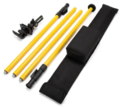 Productafbeelding van Laserstang 420 cm, 4-delige spanstang vloer-plafond, schroefdraad 1/4 inch en 5/8 inch met adapter, 360 graden draaibare houder, met etui, AI-gegenereerde afbeelding